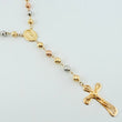 Rosary Miraculous Virgin Bardera Christ Cross 29.1gr / 29 1/2 in / 7mm-8mm Three Golds 18K
