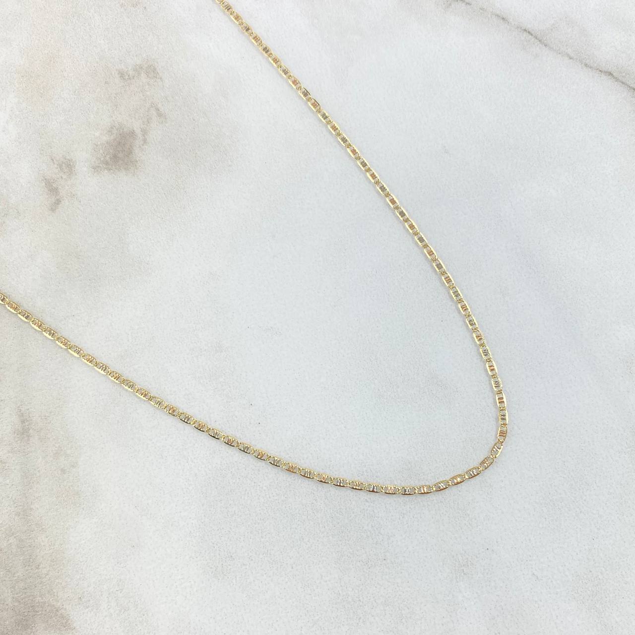 Flat Mariner Chain Diamond Cut 1.45gr / 17 3/4 in / 1.3mm Three Golds +3 18K ©