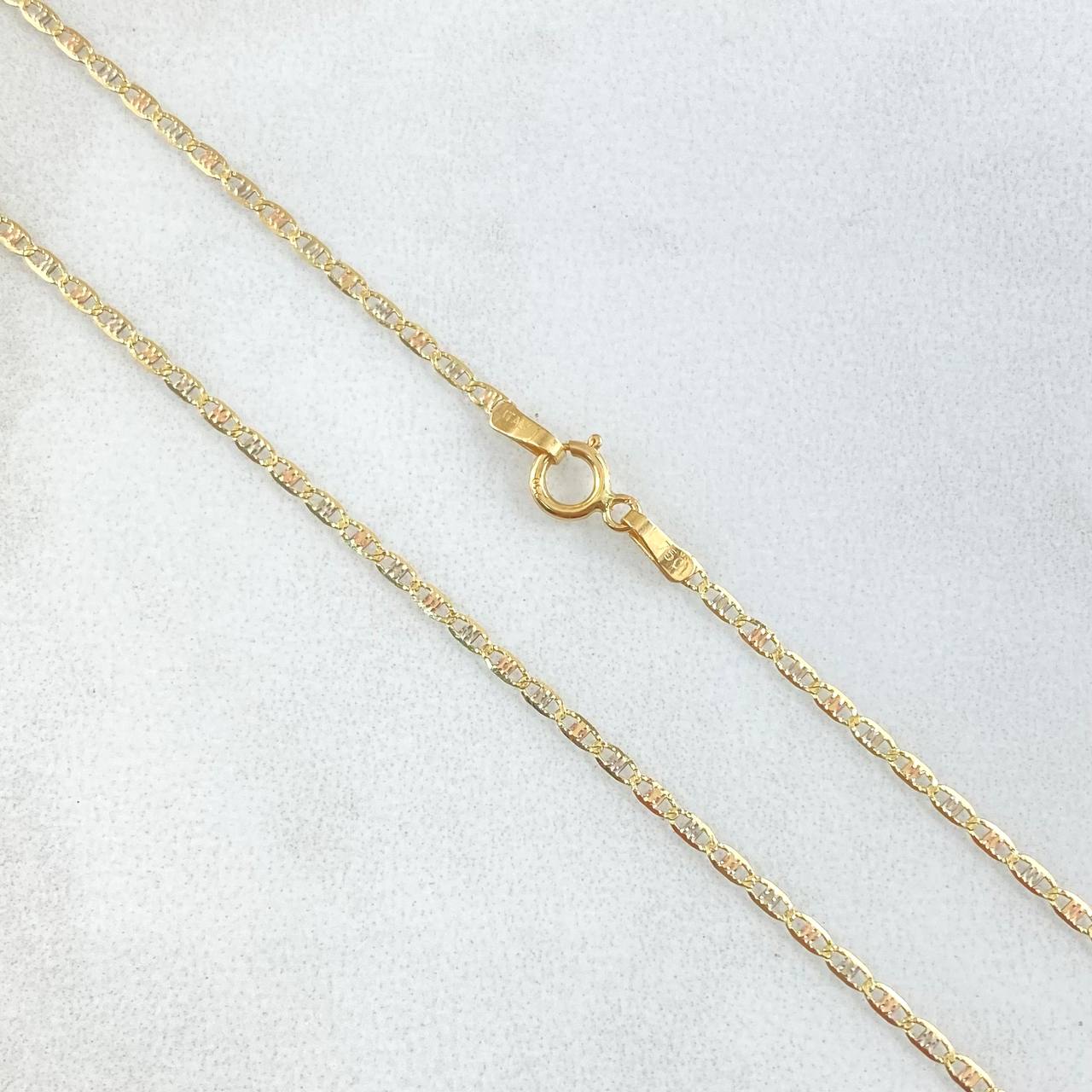 Flat Anchor Chain 1.4gr / 50cm / 1.3mm Diamond Cut Three Golds +3 18K ©