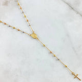Cadena Rosario Virgen Milagrosa Cruz Lisa 4.3gr / 45cm / 2.3mm Dimantada Tres Oros +4 18K