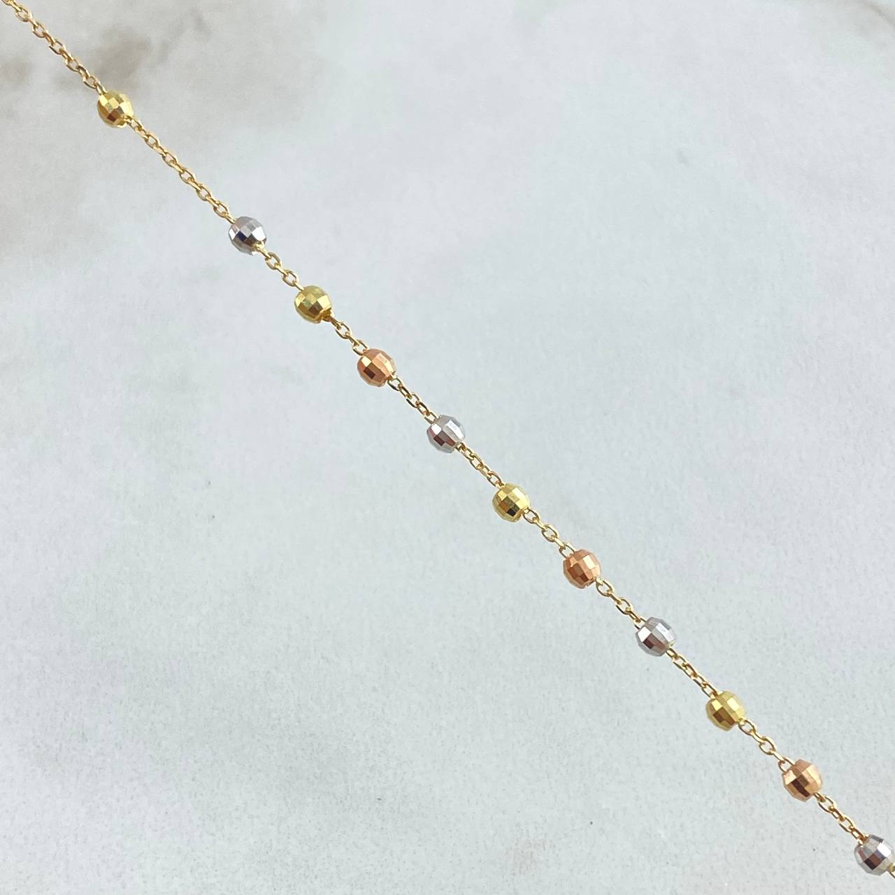 Cadena Rosario Virgen Milagrosa Cruz Lisa 4.3gr / 45cm / 2.3mm Dimantada Tres Oros +4 18K