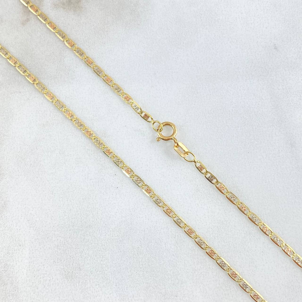 Cadena Plana 11.25gr / 60cm / 3.3mm Dimantada Tres Oros +3 18K
