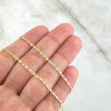 Cadena Plana 3.7gr / 50cm / 2mm Diamantado Tres Oros +3 18K ©
