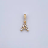 Pendant Letter A 0.55gr / 1.5cm / White Zircons Yellow Gold 18K &