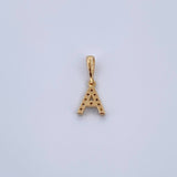 Pendant Letter A 0.55gr / 1.5cm / White Zircons Yellow Gold 18K &