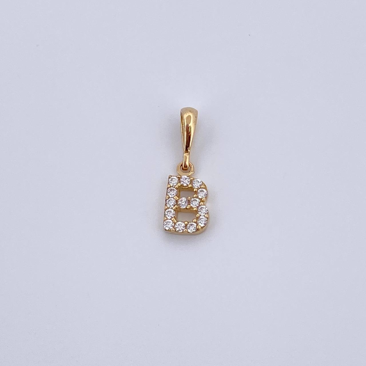 Pendant Letter B 0.65gr / 1.5cm / White Zircons Yellow Gold 18K &