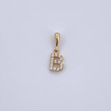 Pendant Letter B 0.65gr / 1.5cm / White Zircons Yellow Gold 18K &