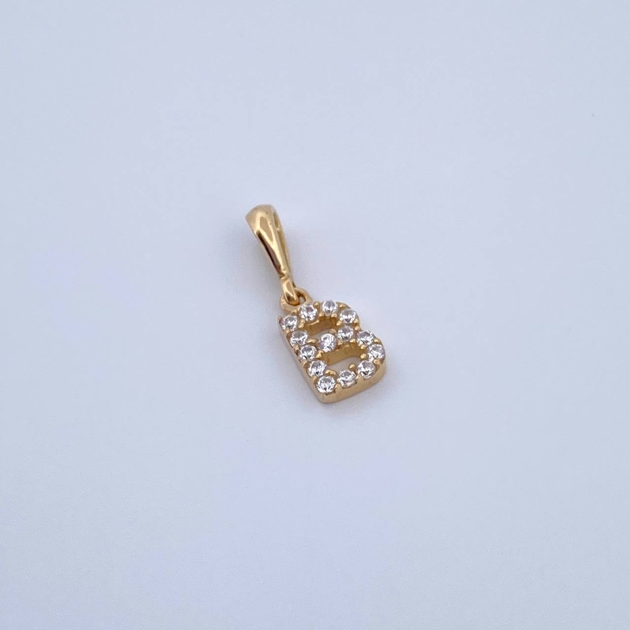 Pendant Letter B 0.65gr / 1.5cm / White Zircons Yellow Gold 18K &