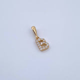 Pendant Letter B 0.65gr / 1.5cm / White Zircons Yellow Gold 18K &