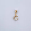 Dije Letra C 0.55gr / 1.5cm / Circones Blancos Oro Amarillo 18K &