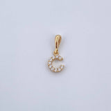 Pendant Letter C 0.5gr / 1.5cm / White Zircons Yellow Gold 18K &