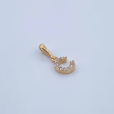 Dije Letra C 0.55gr / 1.5cm / Circones Blancos Oro Amarillo 18K &