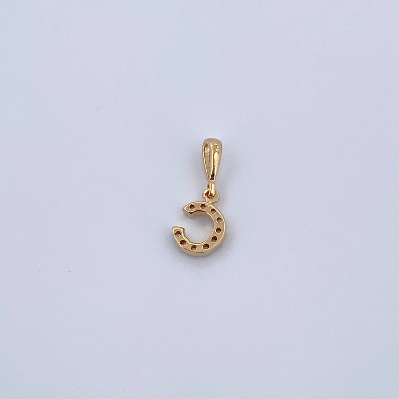Dije Letra C 0.55gr / 1.5cm / Circones Blancos Oro Amarillo 18K &
