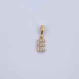Dije Letra E 0.6gr / 1.5cm / Circones Blancos Oro Amarillo 18K &