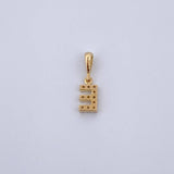 Pendant Letter E 0.55gr / 1.5cm / White Zircons Yellow Gold 18K &