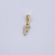Pendant Letter F 0.5gr / 1.5cm / White Zircons Yellow Gold 18K &