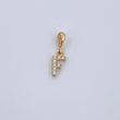 Dije Letra F 0.45gr / 1.5cm / Circones Blancos Oro Amarillo 18K &