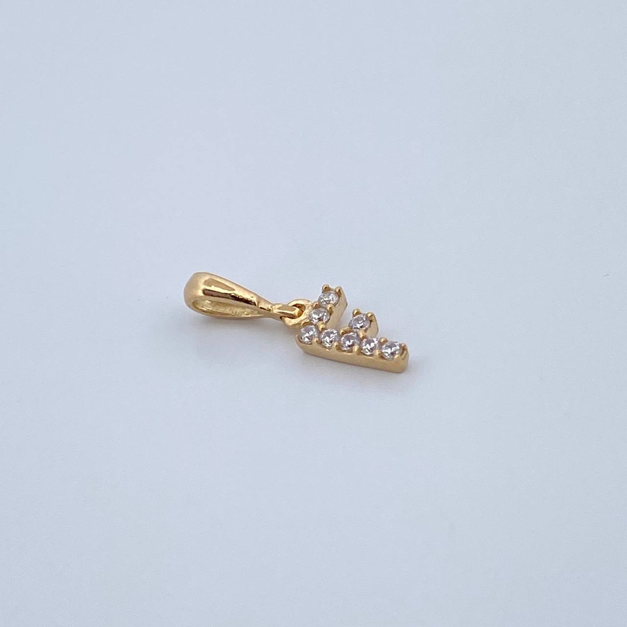 Pendant Letter F 0.5gr / 1.5cm / White Zircons Yellow Gold 18K &