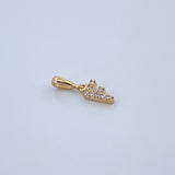 Pendant Letter F 0.5gr / 1.5cm / White Zircons Yellow Gold 18K &
