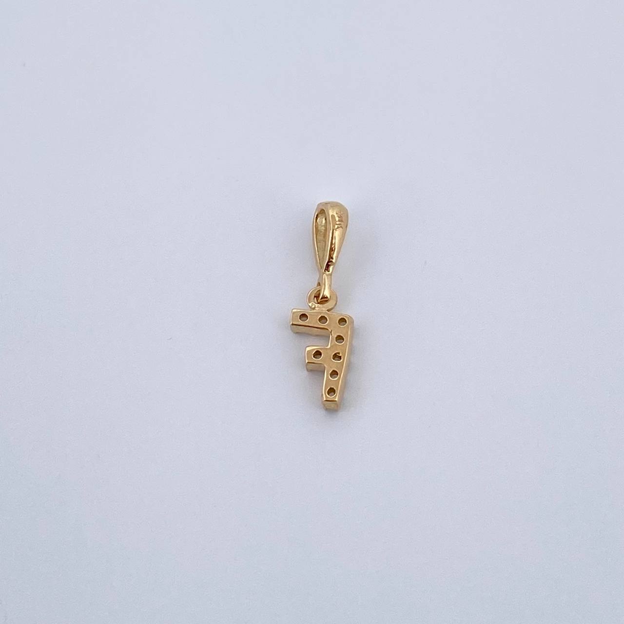 Pendant Letter F 0.5gr / 1.5cm / White Zircons Yellow Gold 18K &