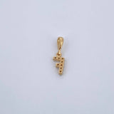 Pendant Letter F 0.5gr / 1.5cm / White Zircons Yellow Gold 18K &