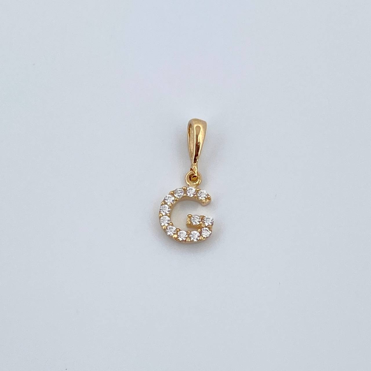 Pendant Letter G 0.6gr / 1.5cm / White Zircons Yellow Gold 18K &