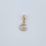 Pendant Letter G 0.6gr / 1.5cm / White Zircons Yellow Gold 18K &