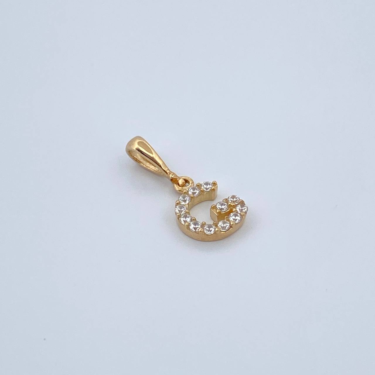 Pendant Letter G 0.6gr / 1.5cm / White Zircons Yellow Gold 18K &