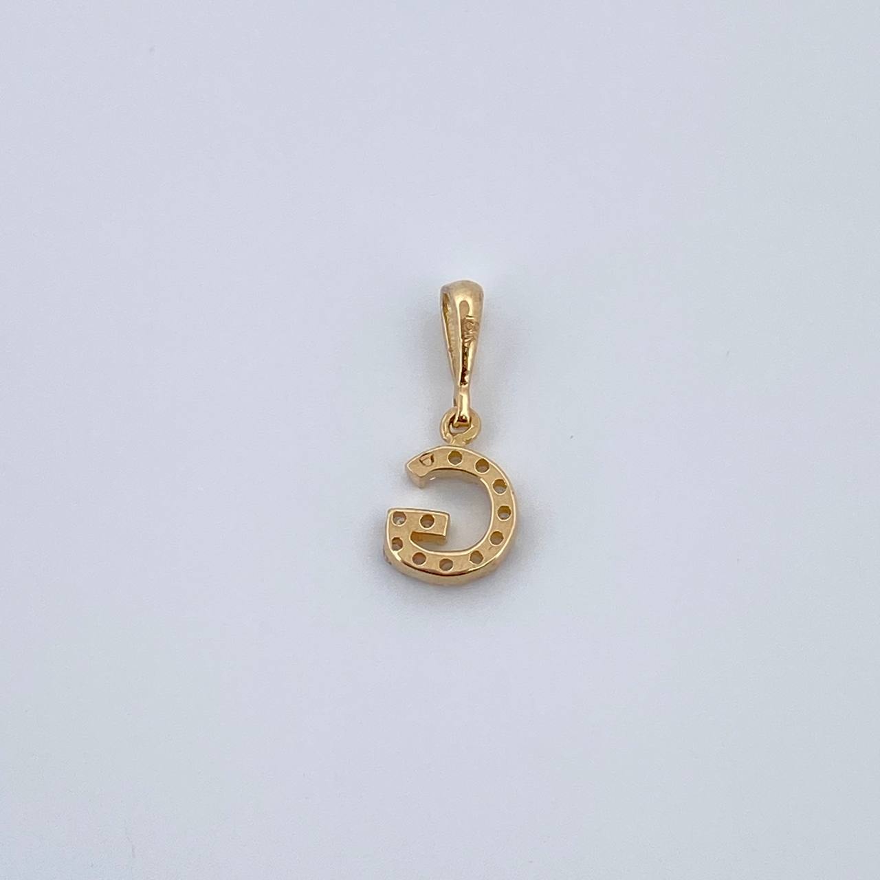 Pendant Letter G 0.6gr / 1.5cm / White Zircons Yellow Gold 18K &