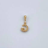 Pendant Letter G 0.6gr / 1.5cm / White Zircons Yellow Gold 18K &
