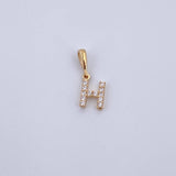 Pendant Letter H 0.65gr / 1.5cm / White Zircons Yellow Gold 18K &