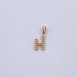 Pendant Letter H 0.6gr / 1.5cm / White Zircons Yellow Gold 18K &