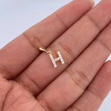 Pendant Letter H 0.6gr / 1.5cm / White Zircons Yellow Gold 18K &
