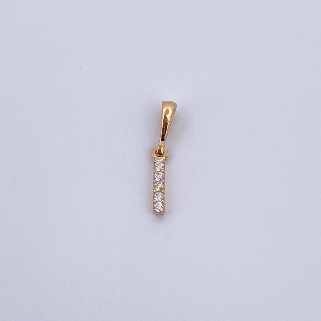 Dije Letra I 0.35gr / 1.5cm / Circones Blancos Oro Amarillo 18K &