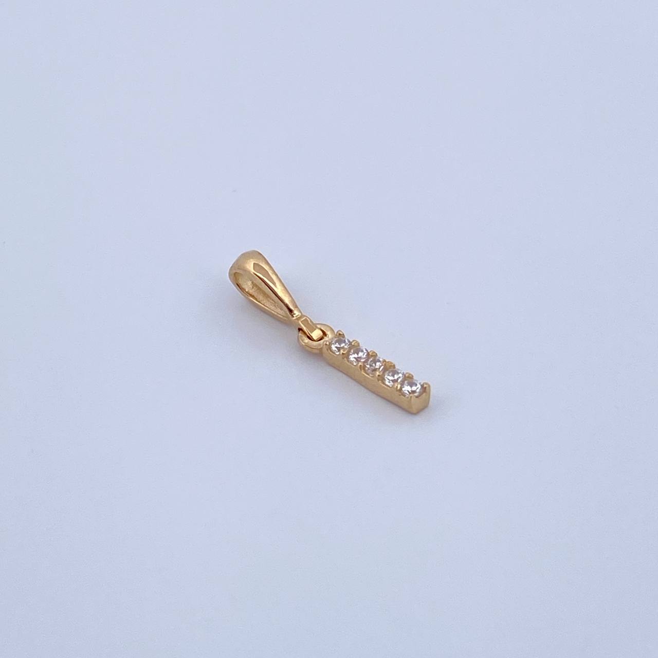 Pendant Letter I 0.4gr / 1.5cm / White Zircons Yellow Gold 18K &
