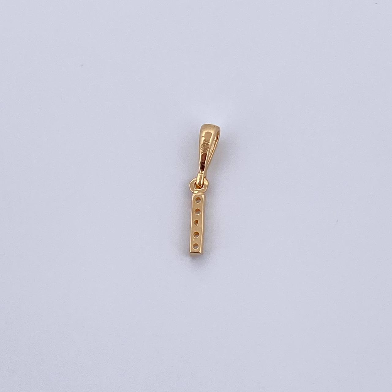 Dije Letra I 0.35gr / 1.5cm / Circones Blancos Oro Amarillo 18K &