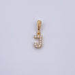 Pendant Letter J 0.45gr / 1.5cm / White Zircons Yellow Gold 18K &