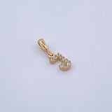 Pendant Letter J 0.45gr / 1.5cm / White Zircons Yellow Gold 18K &