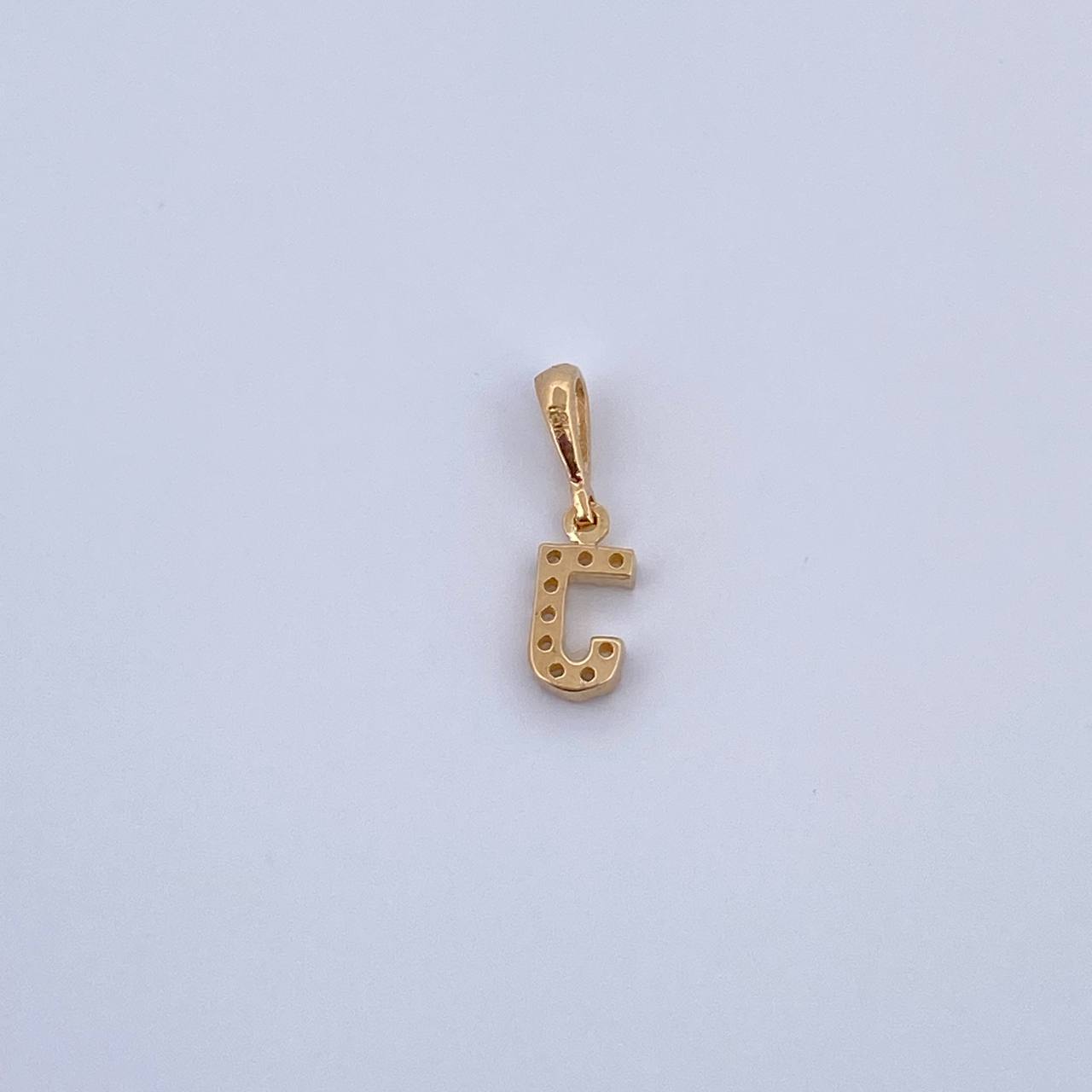 Pendant Letter J 0.45gr / 1.5cm / White Zircons Yellow Gold 18K &