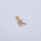 Dije Letra K 0.65gr / 1.5cm / Circones Blancos Oro Amarillo 18K &
