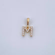 Pendant Letter M 0.75gr / 1.5cm / White Zircons Yellow Gold 18K &