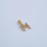 Pendant Letter M 0.75gr / 1.5cm / White Zircons Yellow Gold 18K &