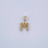 Pendant Letter M 0.75gr / 1.5cm / White Zircons Yellow Gold 18K &