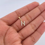 Pendant Letter N 0.75gr / 1.5cm / White Zircons Yellow Gold 18K &