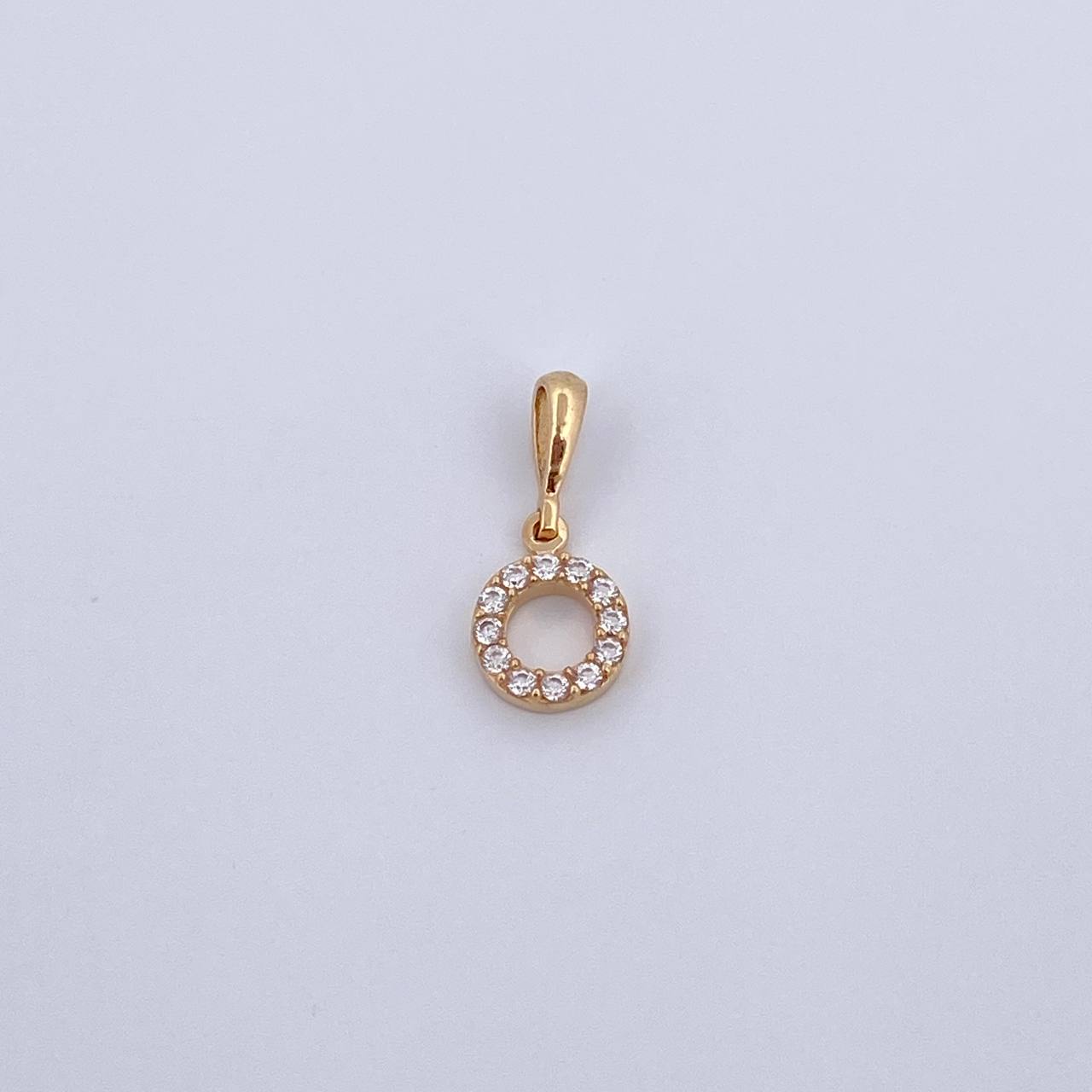 Pendant Letter O 0.65gr / 1.5cm / White Zircons Yellow Gold 18K &