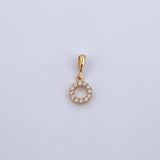 Pendant Letter O 0.65gr / 1.5cm / White Zircons Yellow Gold 18K &