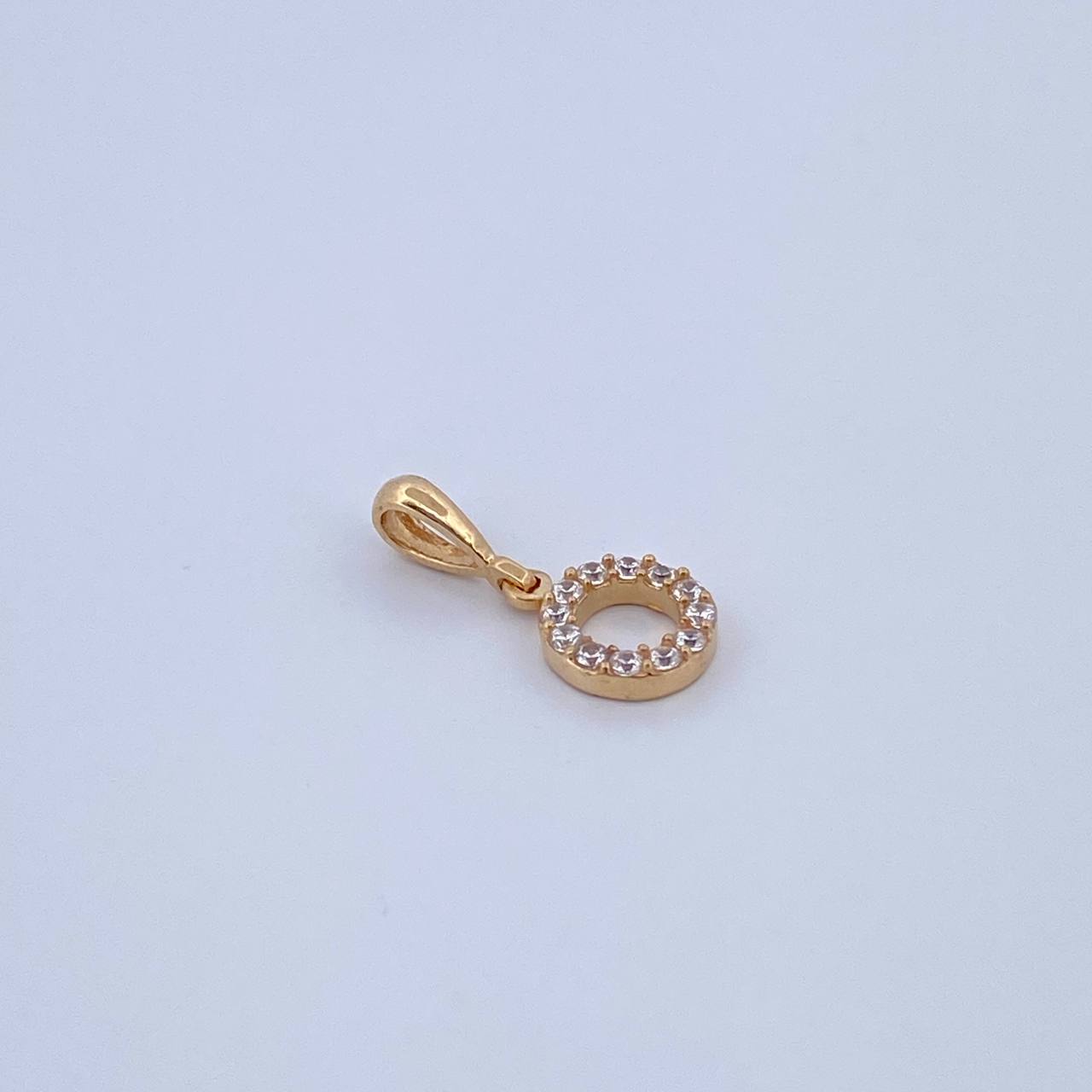 Pendant Letter O 0.65gr / 1.5cm / White Zircons Yellow Gold 18K &