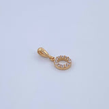 Pendant Letter O 0.65gr / 1.5cm / White Zircons Yellow Gold 18K &