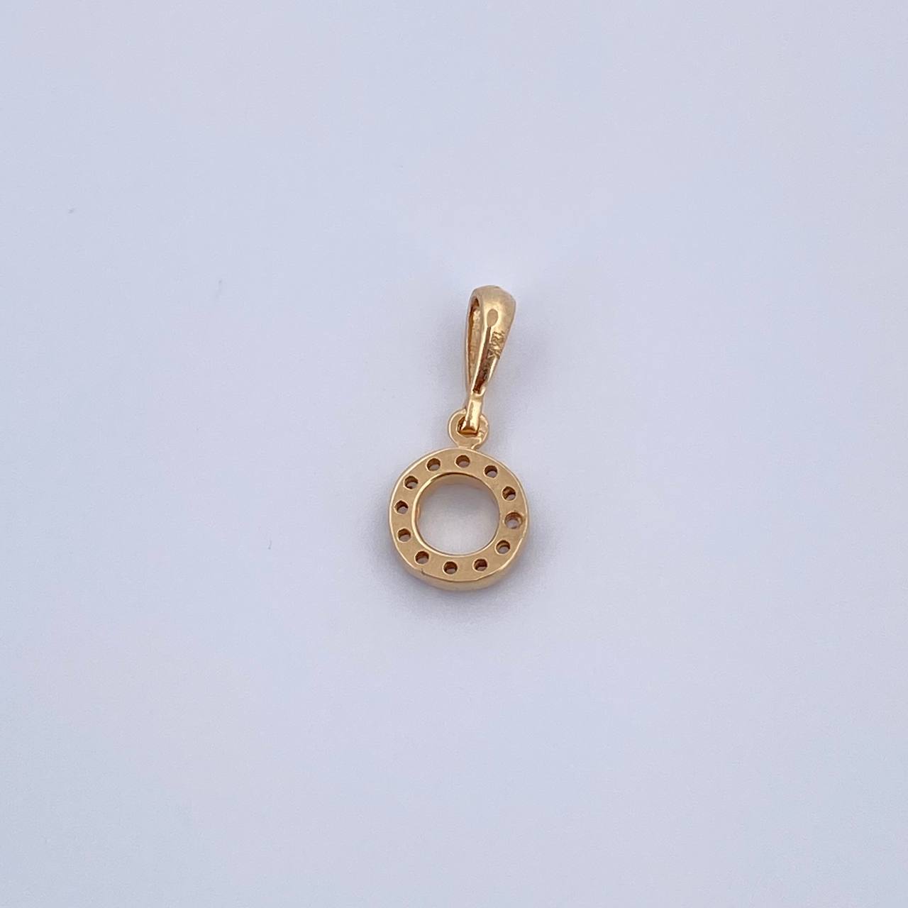 Pendant Letter O 0.65gr / 1.5cm / White Zircons Yellow Gold 18K &
