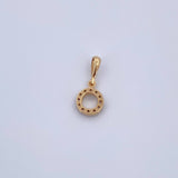 Pendant Letter O 0.65gr / 1.5cm / White Zircons Yellow Gold 18K &